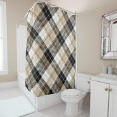 黄褐色と黒の格子縞 シャワーカーテン (インサイチュ)