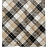 黄褐色と黒の格子縞 シャワーカーテン (正面)