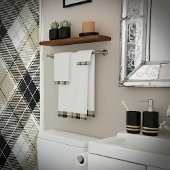 黄褐色と黒の格子縞 バスタオルセット