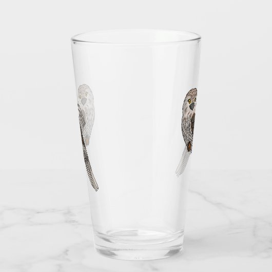 黄褐色のカエルの鳥の漫画イラストレーション タンブラーグラス (右)