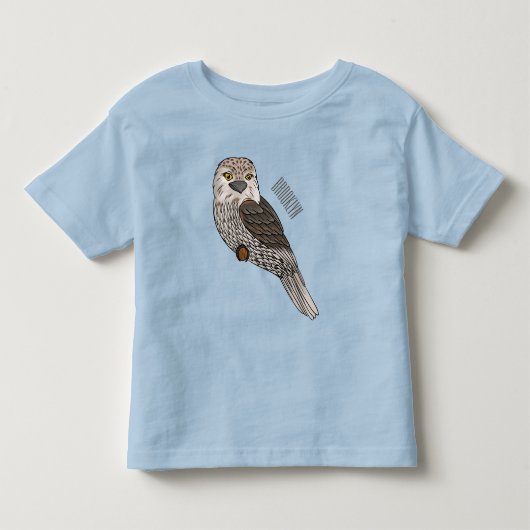 黄褐色のカエルの鳥の漫画イラストレーション トドラーTシャツ (正面)