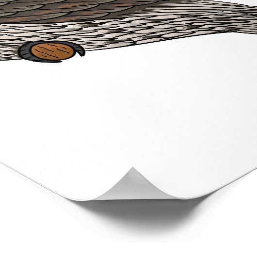 黄褐色のカエルの鳥の漫画イラストレーション ポスター (角)