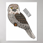 黄褐色のカエルの鳥の漫画イラストレーション ポスター (正面)