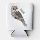 黄褐色のカエルの鳥の漫画イラストレーション 缶クーラー (正面)