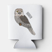 黄褐色のカエルの鳥の漫画イラストレーション 缶クーラー (裏面)