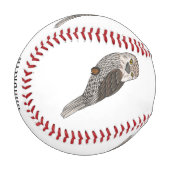 黄褐色のカエルの鳥の漫画イラストレーション 野球ボール (正面左)