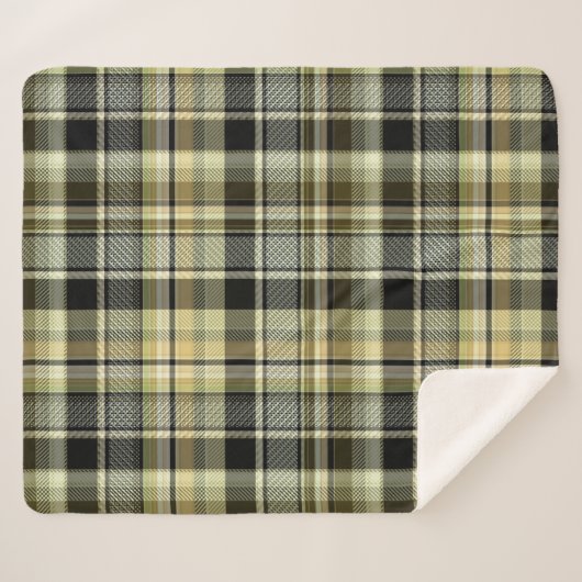 黄褐色のタータンチェック格子状。 シェルパブランケット (正面(横))