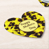 黄褐色のパンジーが母親の日 ペーパーコースター (アングル)