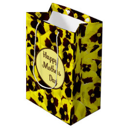 黄褐色のパンジーが母親の日 ミディアムペーパーバッグ