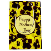 黄褐色のパンジーが母親の日 ミディアムペーパーバッグ (正面)