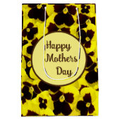 黄褐色のパンジーが母親の日 ミディアムペーパーバッグ (裏面)