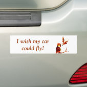 黄褐色のフクロウの芸術私は飛べることを望む! バンパーステッカー (車上)