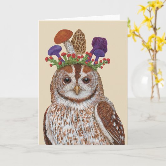 黄褐色のフクロウ/菌類カードについて カード (黄色い花)