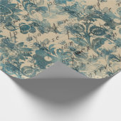 黄褐色の孔版書の花と蜂 ラッピングペーパー (角)