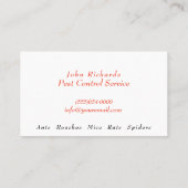 黄褐色の害虫駆除剤サービス 名刺 (裏面)