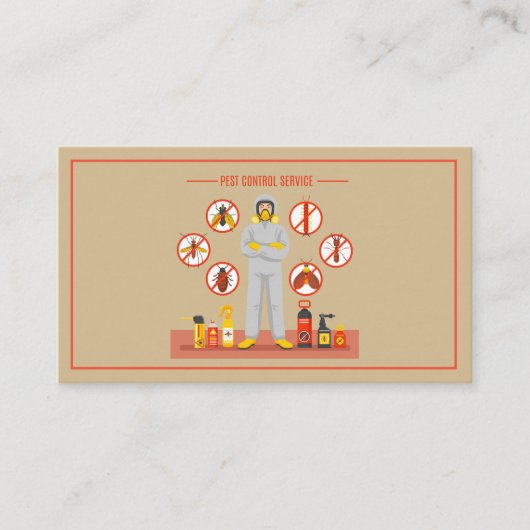 黄褐色の害虫駆除剤サービス 名刺 (正面)