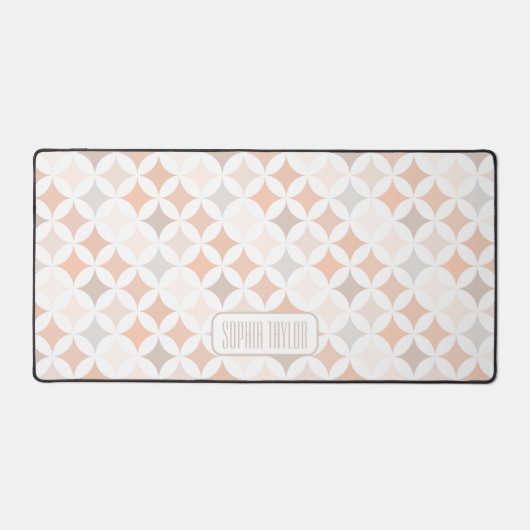 黄褐色の幾何学的ダイヤモンド円 デスクマット (正面)