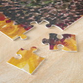 黄褐色の水色ひまわり白結婚色 ジグソーパズル (側面)