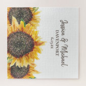 黄褐色の水色ひまわり白結婚色 ジグソーパズル (横)