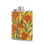 黄褐色の白蓮の花、青と黄色 フラスク (左)