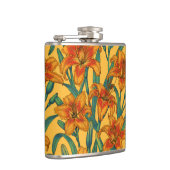 黄褐色の白蓮の花、青と黄色 フラスク (右)