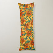 黄褐色の白蓮の花、青と黄色 ボディピロー (裏面 (縦))