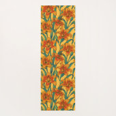 黄褐色の白蓮の花、青と黄色 ヨガマット (裏面)