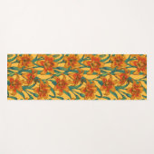 黄褐色の白蓮の花、青と黄色 ヨガマット (正面(横))