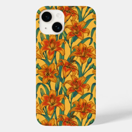 黄褐色の白蓮の花、青と黄色 Case-Mate iPhoneケース (裏面)