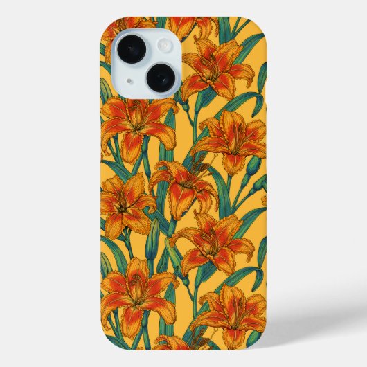 黄褐色の白蓮の花、青と黄色 Case-Mate iPhoneケース (裏面)