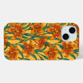 黄褐色の白蓮の花、青と黄色 Case-Mate iPhoneケース (裏面 (横))