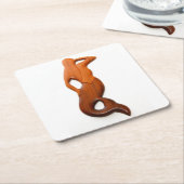 黄褐色の眺望の人魚 スクエアペーパーコースター (アングル)