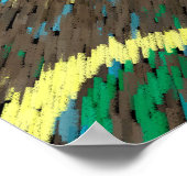 黄褐色の緑の円の抽象芸術モダン芸術 ポスター (角)