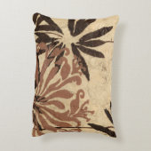 黄褐色の葉との花のステンシルデザイン アクセントクッション (裏面(縦))