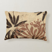 黄褐色の葉との花のステンシルデザイン アクセントクッション (裏面)