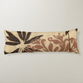 黄褐色の葉との花のステンシルデザイン ボディピロー (裏面)