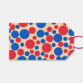 黄褐色の赤と青の点 ギフトタグ (正面(横))