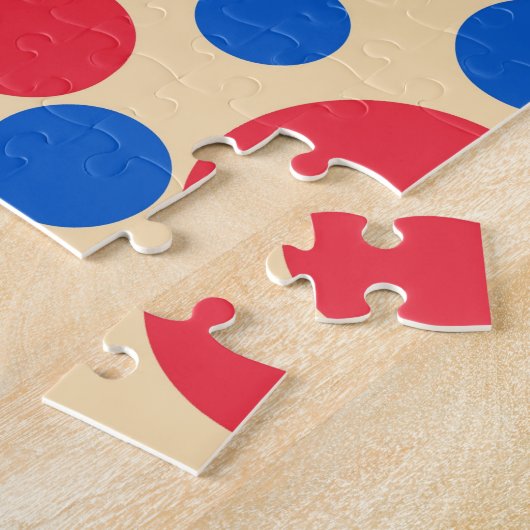 黄褐色の赤と青の点 ジグソーパズル (側面)