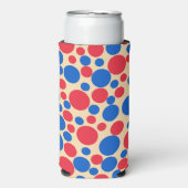 黄褐色の赤と青の点 スリム缶クーラー (Seltzer正面)