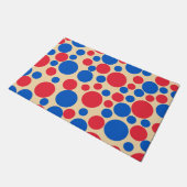 黄褐色の赤と青の点 ドアマット (アングル)