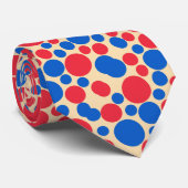 黄褐色の赤と青の点 ネクタイ (ロール)
