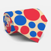 黄褐色の赤と青の点 ネクタイ (ロール)