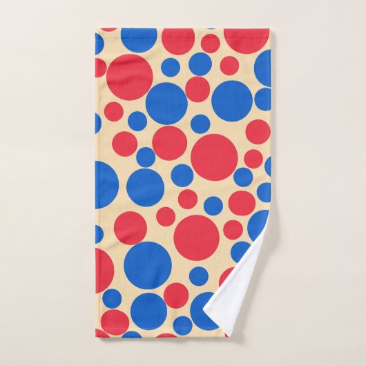 黄褐色の赤と青の点 バスタオルセット (ハンドタオル)