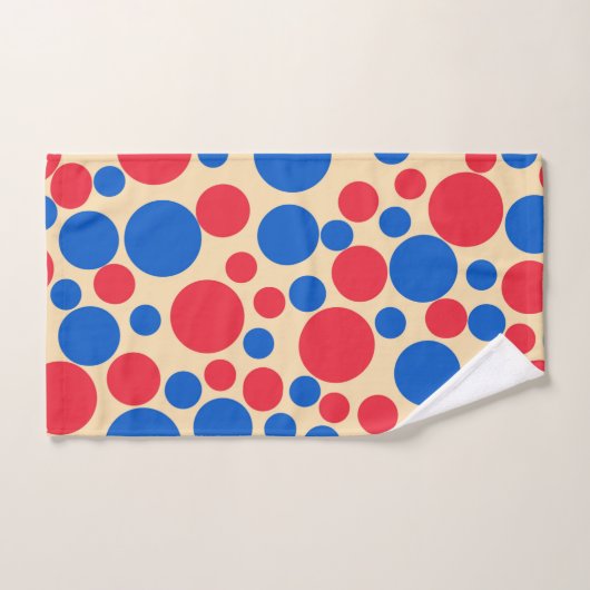 黄褐色の赤と青の点 バスタオルセット (ハンドタオル)