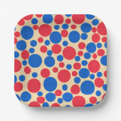 黄褐色の赤と青の点 ペーパープレート (正面)