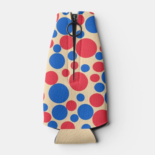 黄褐色の赤と青の点 ボトルクーラー (裏面)