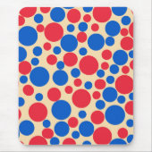 黄褐色の赤と青の点 マウスパッド (正面)