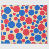 黄褐色の赤と青の点 ラッピングペーパー (フラット)