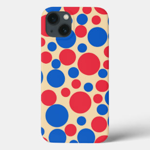 黄褐色の赤と青の点 iPhone 13ケース