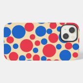 黄褐色の赤と青の点 iPhoneケース (裏面横)